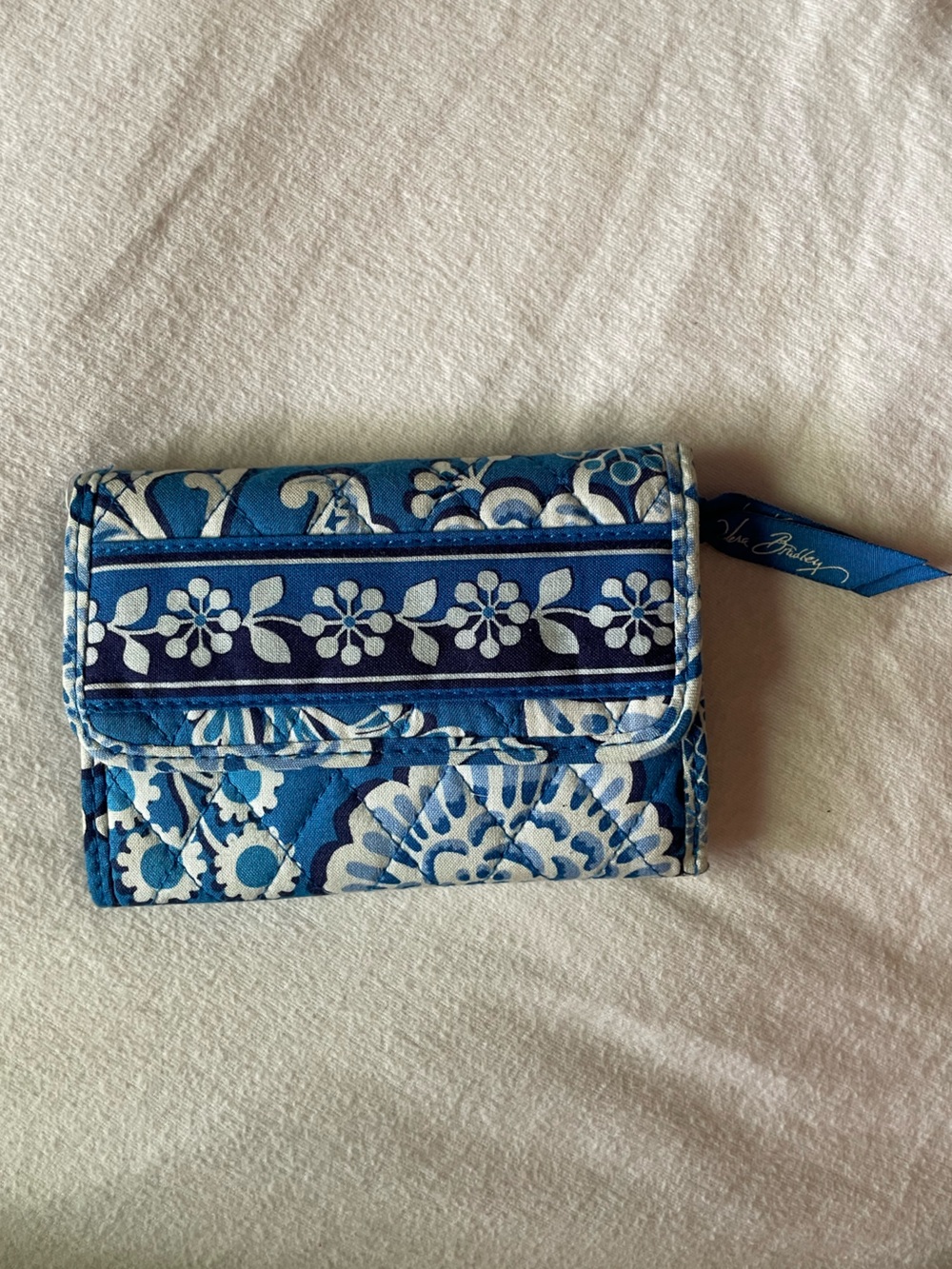 Blue Floral Vera Bradley Trifold Wallet